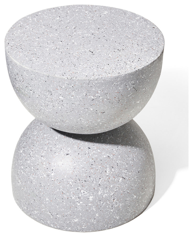 17.75'' Multi-Functional Mgo Sand Terrazzo Garden Stool, Gray