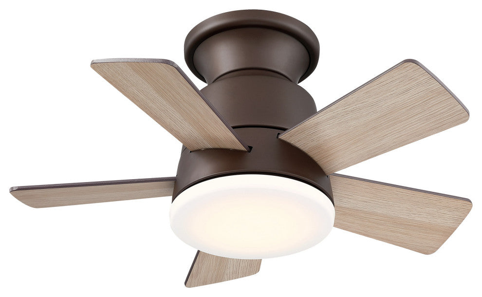 24 in Dimmable Flush Mounted Ceiling fan With 5 Blades and Remote, Bronze