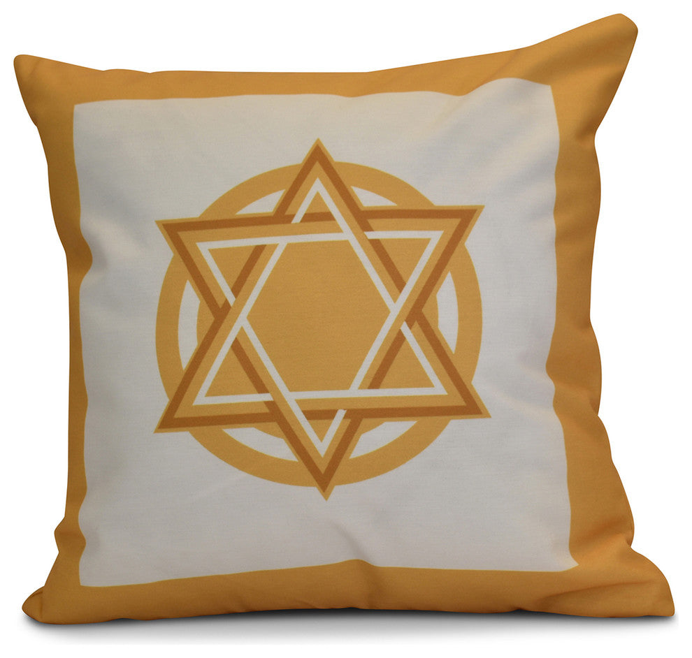 Decorative Holiday Pillow Geometric, Gold, 18"x18"