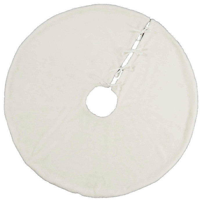 Mina Victory QY411 Tree Skirt, White, 4'4" x 4'4" Round