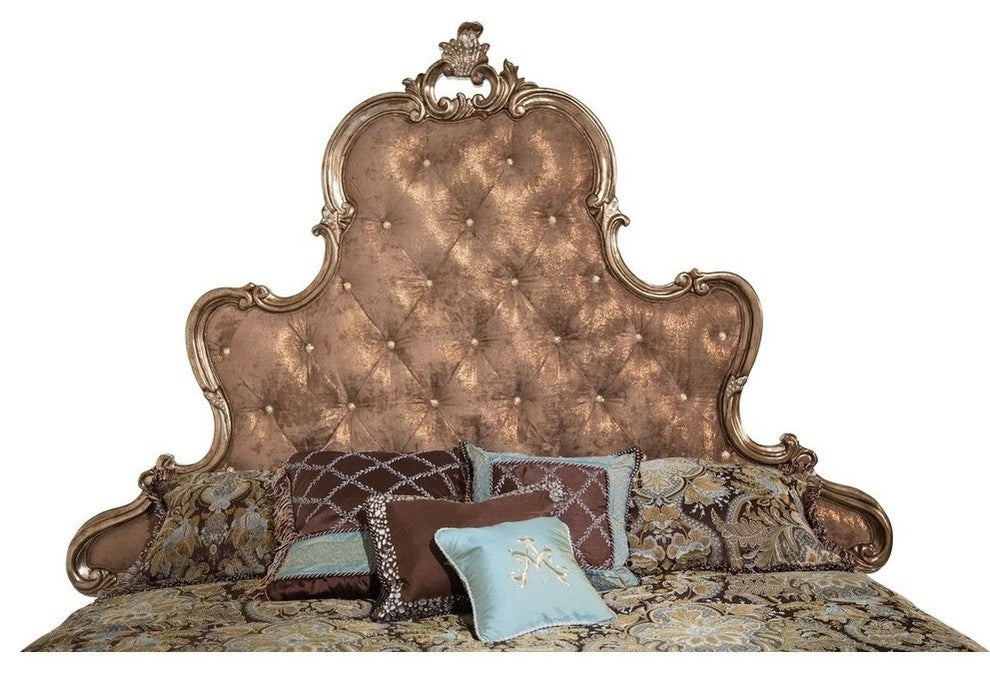 AICO Michael Amini Platine de Royale King Panel Bed, Brown Fabric