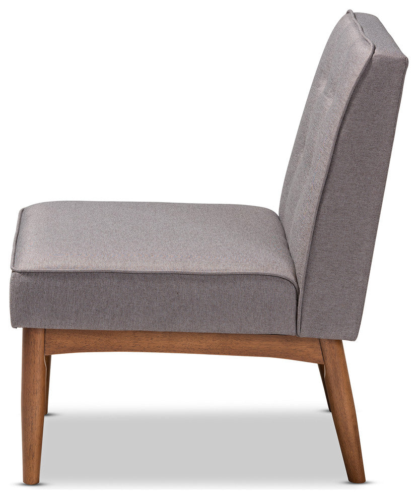 Marleen Mid-Century Modern Gray Fabric Wood Dining Chair