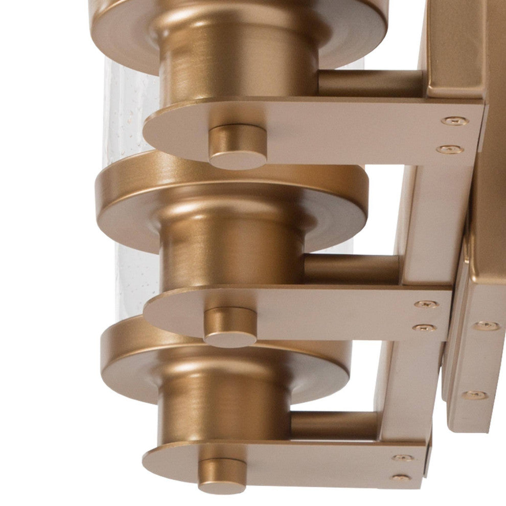 LNC 3-Light Gold Modern Bathroom Vanity Light, Seeded Glass