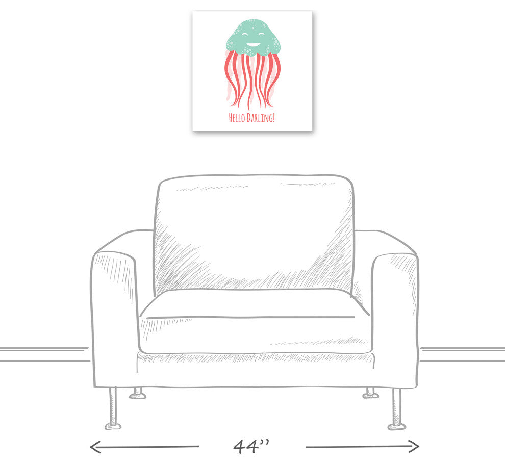 Hello Darling Jellyfish 16x16 Canvas Wall Art