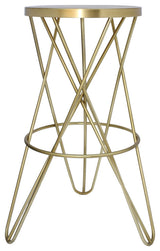 Mercury Iron / Powder Coated Stool, Brushed Gold/Gold, Bar Height
