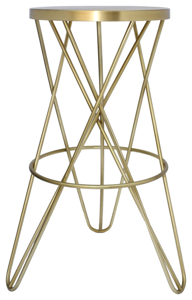 Mercury Iron / Powder Coated Stool, Brushed Gold/Gold, Bar Height