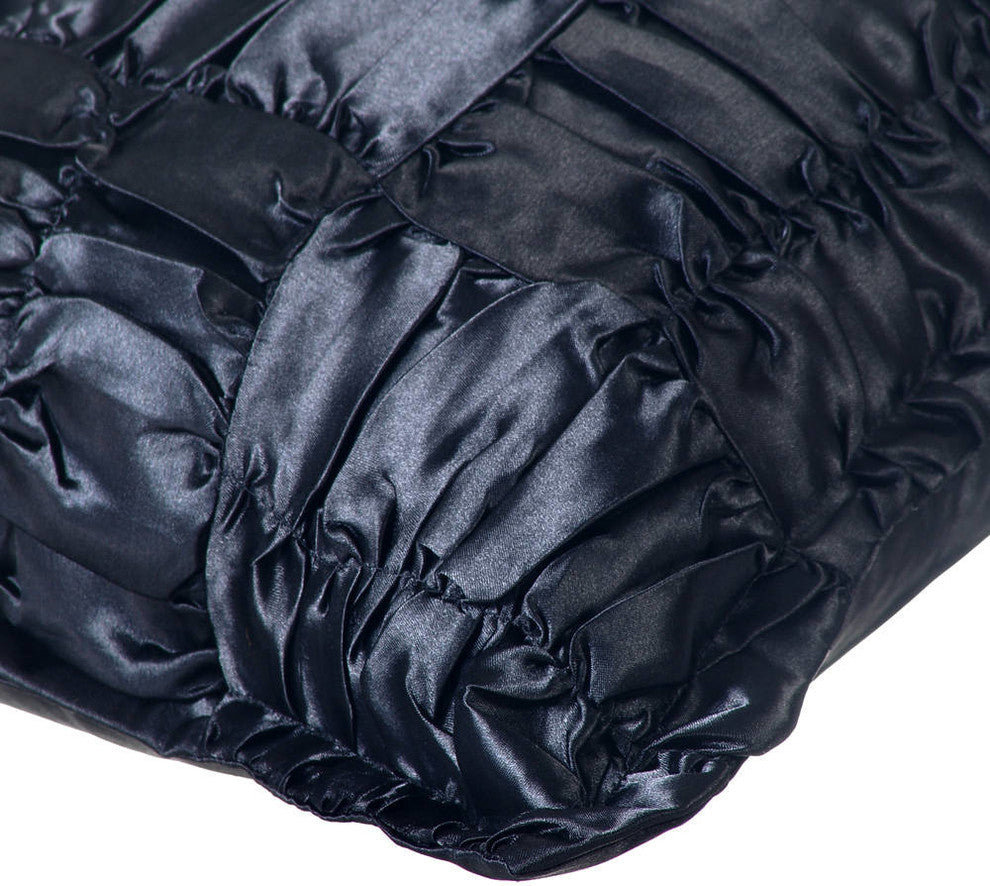 Black Decorative Pillow Covers 22"x22" Satin, Dreamy Black