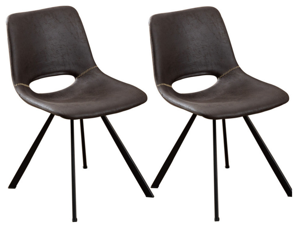 Home Beyond Synthetic Leather Dining Chairs, Set of 2, Black