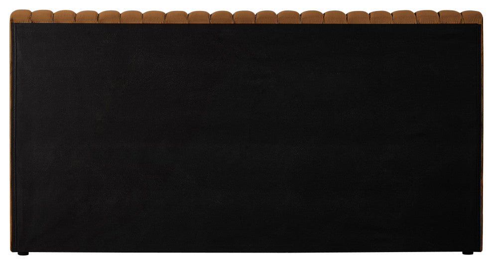 Nico Black Velvet Upholstered Bed, Saddle, King