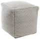 Diamond Pattern Wool Pouf, Gray