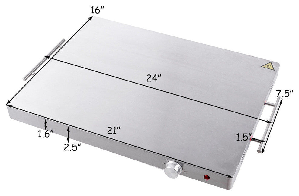Costway Electric Warming Tray Food Dish Stainless Steel Hot Plate Tabletop