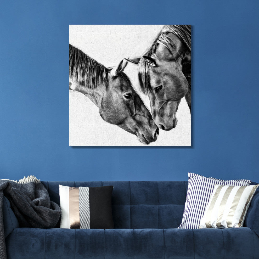 "Kindred Colts" Frameless Free Floating Tempered Glass Panel Graphic Wall Art