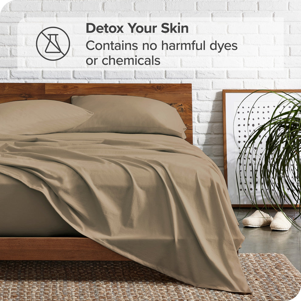 Bare Home 1800 Microfiber Sheet Set, Taupe, Queen