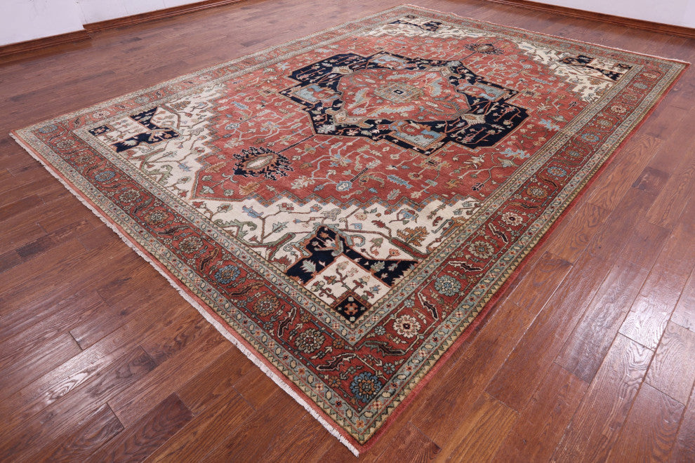 Persian Fine Serapi Handmade Wool Rug 9' 9" X 13' 10" - Q14704