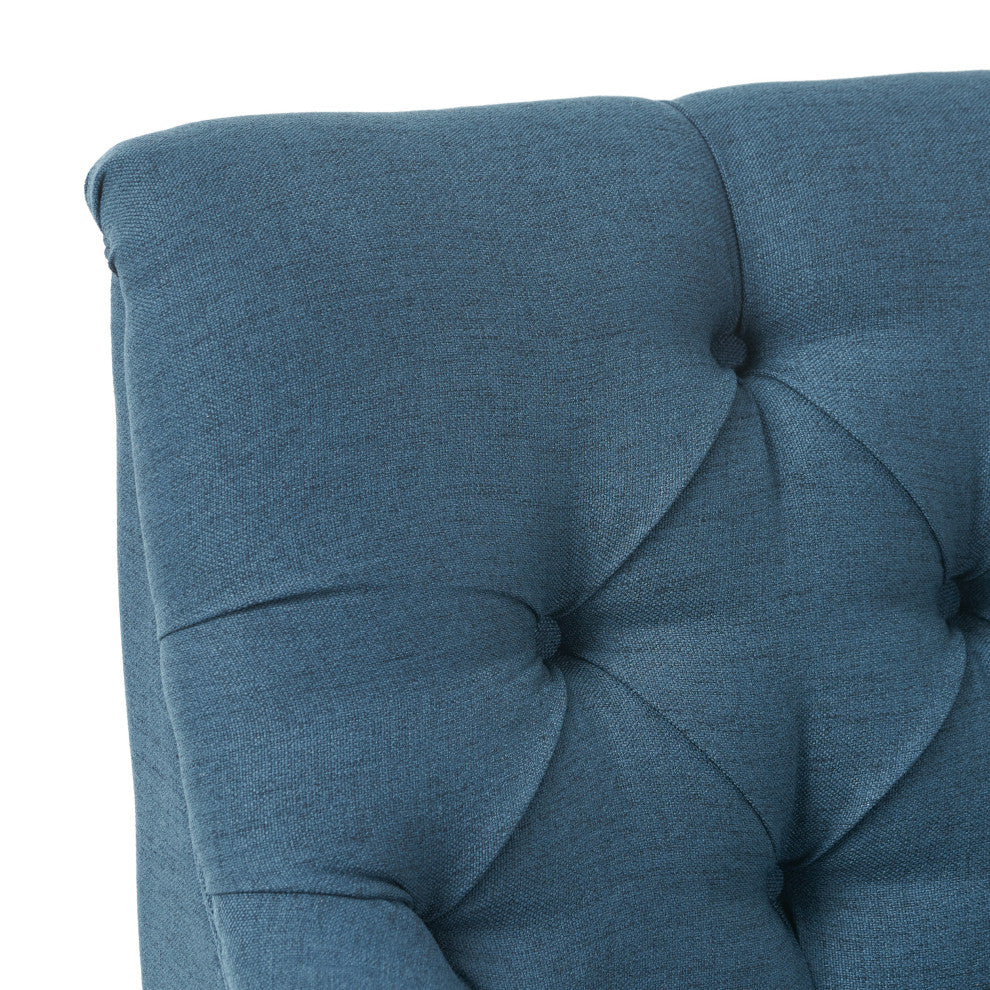 GDF Studio Nicoletta Tufted Fabric Settee Loveseat, Deep Blue