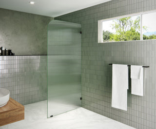 36"x78" Frameless Shower Door, Single Fixed Panel Fluted Radius, Oil Rubbed Bronze, 36" Right