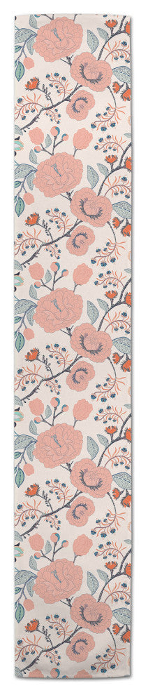 Pink Navy Floral 16x90 Cotton Twill Runner