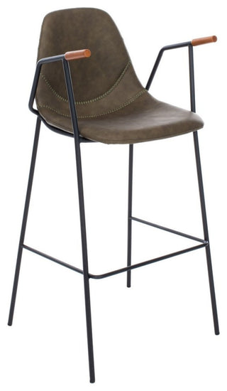 Safavieh Tanner Mid Century Barstool, Olive/Black