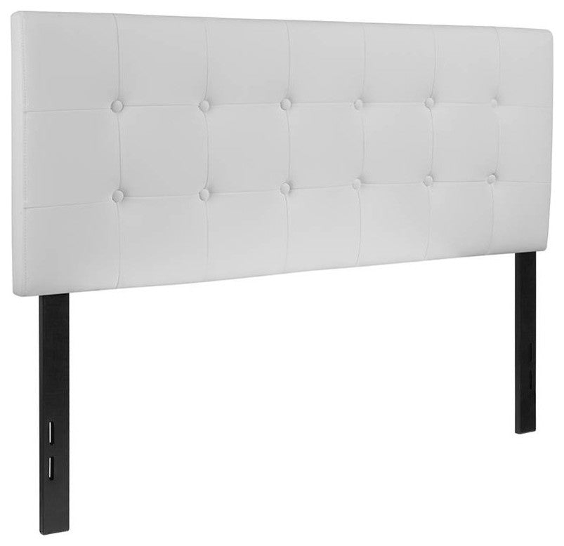 Lennox Tufted Upholstered Full Size Headboard in White Vinyl
