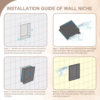 Stainless Steel Shower Niche Recessed Double Layer No Tile Needed , Brushed