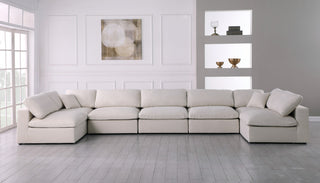 Plush Velvet / Down Standard Comfort 7-Piece U-Shaped Modular Sectional, Cream