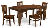 5-Piece table With a 12" Leaf and 4 Wood Kitchen Chairs