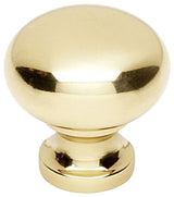 Alno A1066 Knobs - 3/4" Small Round Smooth Solid Brass Cabinet - Polished Brass
