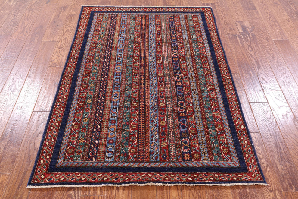 Handmade Persian Gabbeh Shall Wool Rug 4' 2" X 5' 11" Q11156