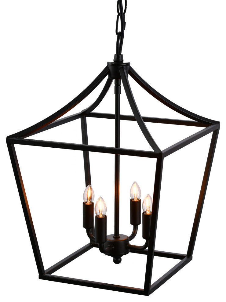 Lazzur Iton 4 Light 12" Matte Black Pendant