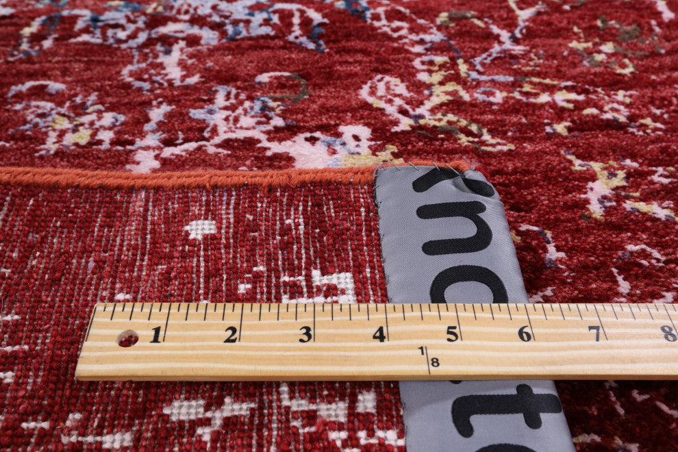 2' 5" X 8' Runner Modern Wool and Silk Handmade Rug Q6307