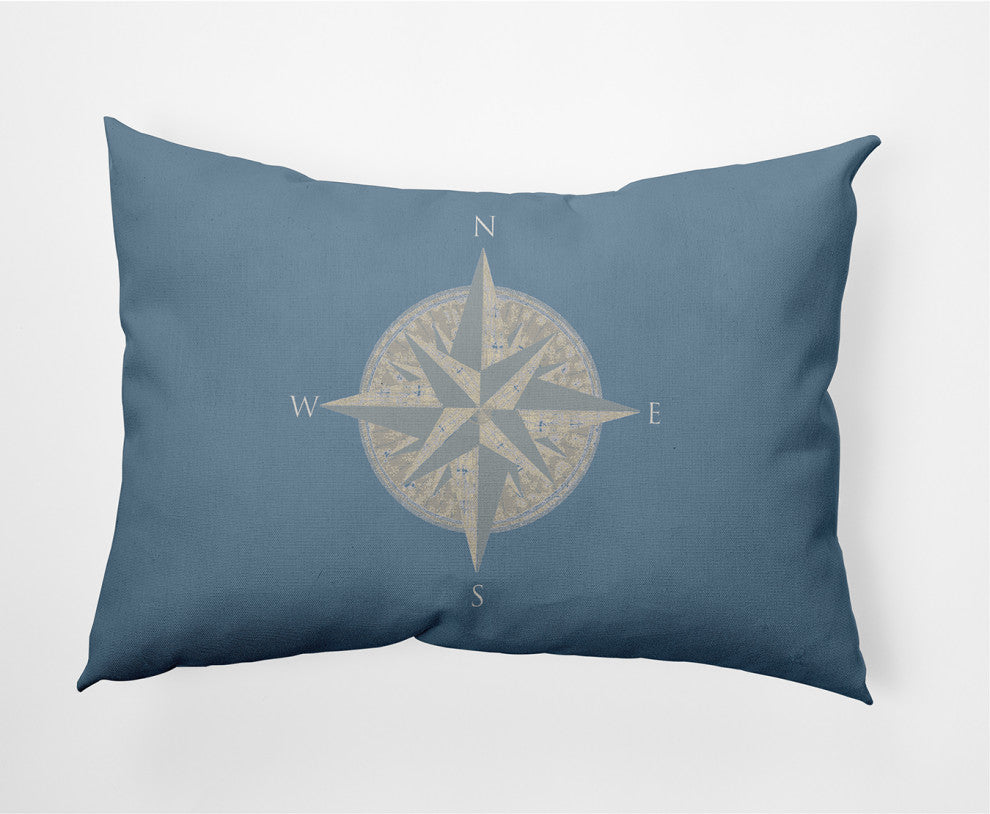 14x20" Compass Nautical Decorative Indoor Pillow, Dusty Smoke