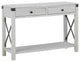 Benzara BM262429 Sofa Table WithxMetal Accent and 2 Drawers, White