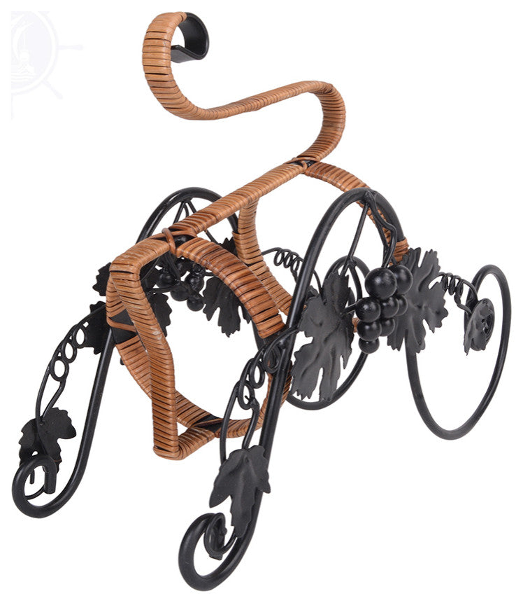 On the Vine Embellished Metal Carriage Wine Holder