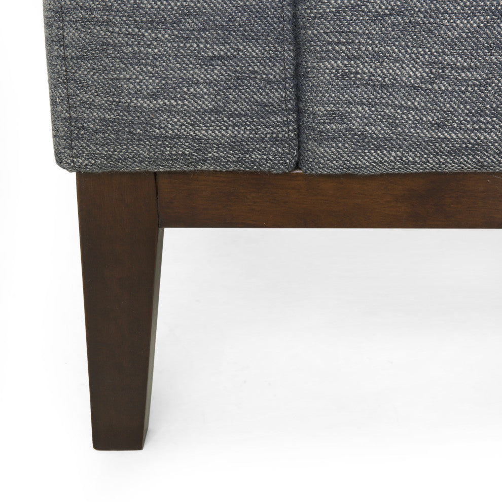 Noxon Fabric 3 Seater Sofa with Accent Pillows, Charcoal + Dark Walnut