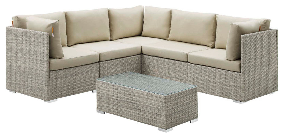 Repose 6 Piece Outdoor Patio Sunbrella Modern Sectional Set