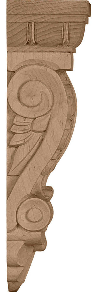 5 3/4"W x 2 3/4"D x 9 3/4"H Thin Flowing Acanthus Corbel, Cherry