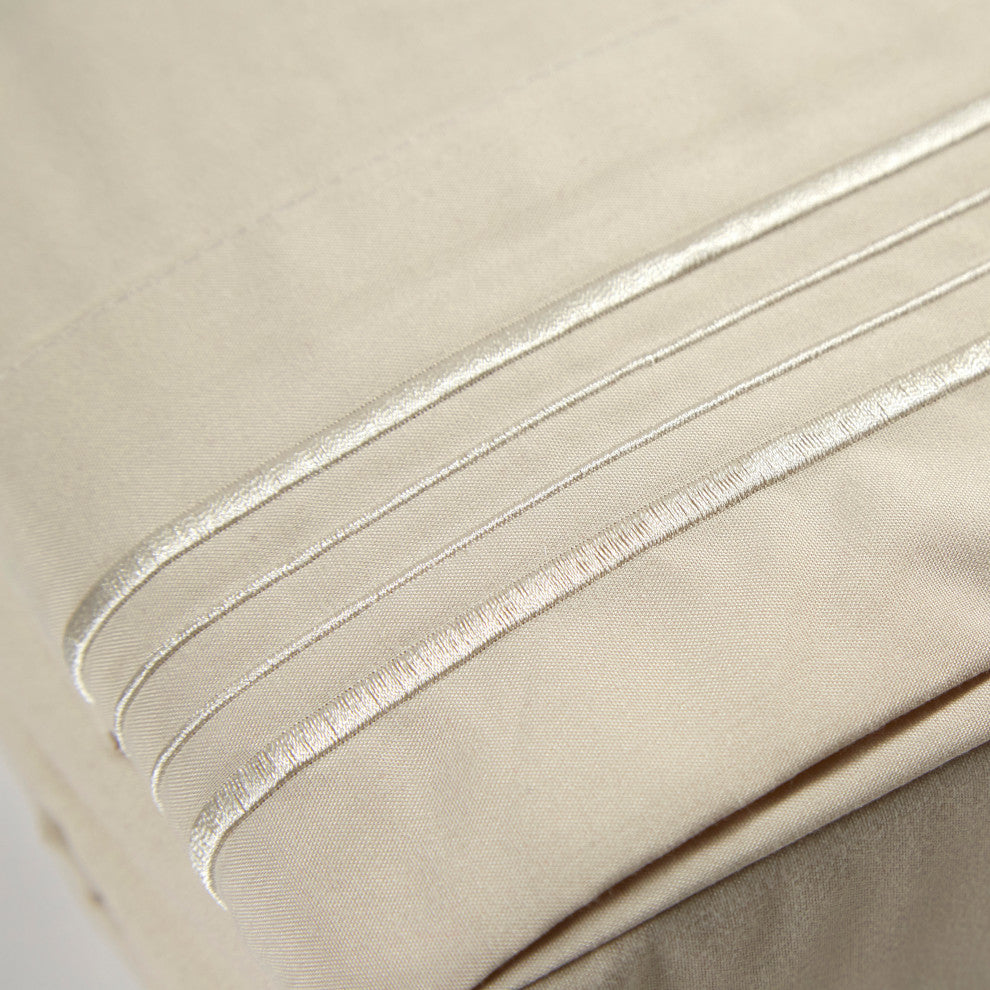 Linum Home Textiles 1800 TC Brushed Microfiber Sheet Set with 4 Line Embroidery