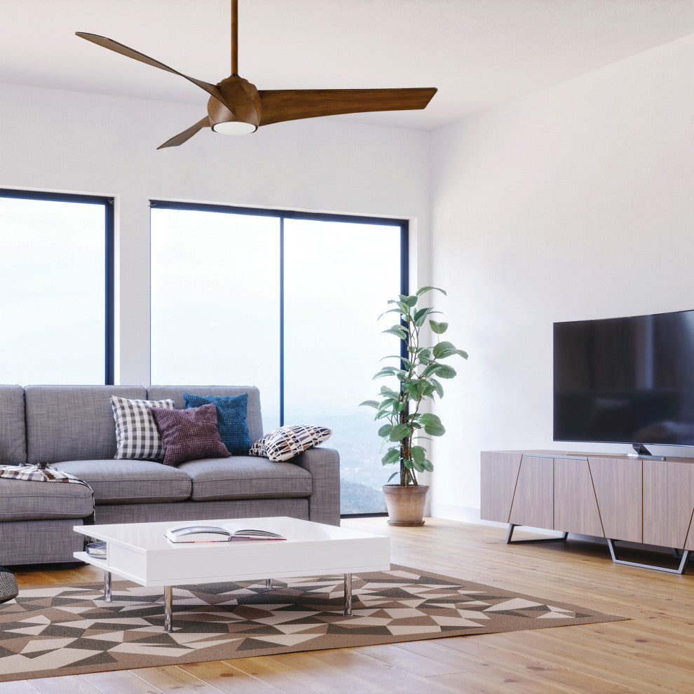 Twirl 58" Indoor/Outdoor Smart Ceiling Fan, Distressed Koa, 2700K Light Kit