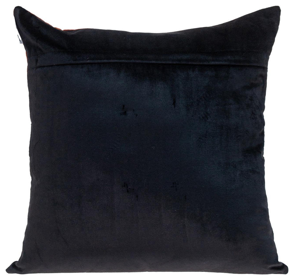 Parkland Collection Myra Black Throw Pillow, Square, Black/Burnt Orange