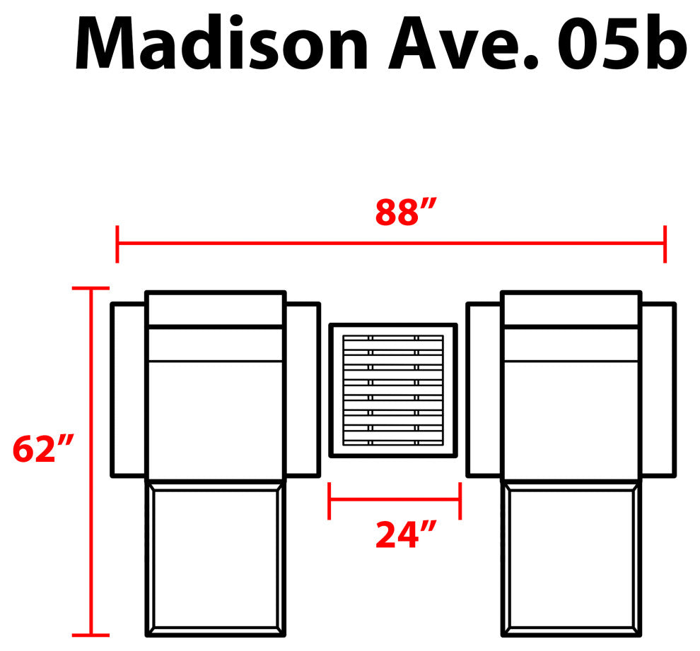 kathy ireland Madison Ave. 5 Piece Aluminum Patio Furniture Set 05b, Cinnamon