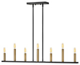 Lark Lazlo 40" Linear Chandelier, Black + Lacquered Brass