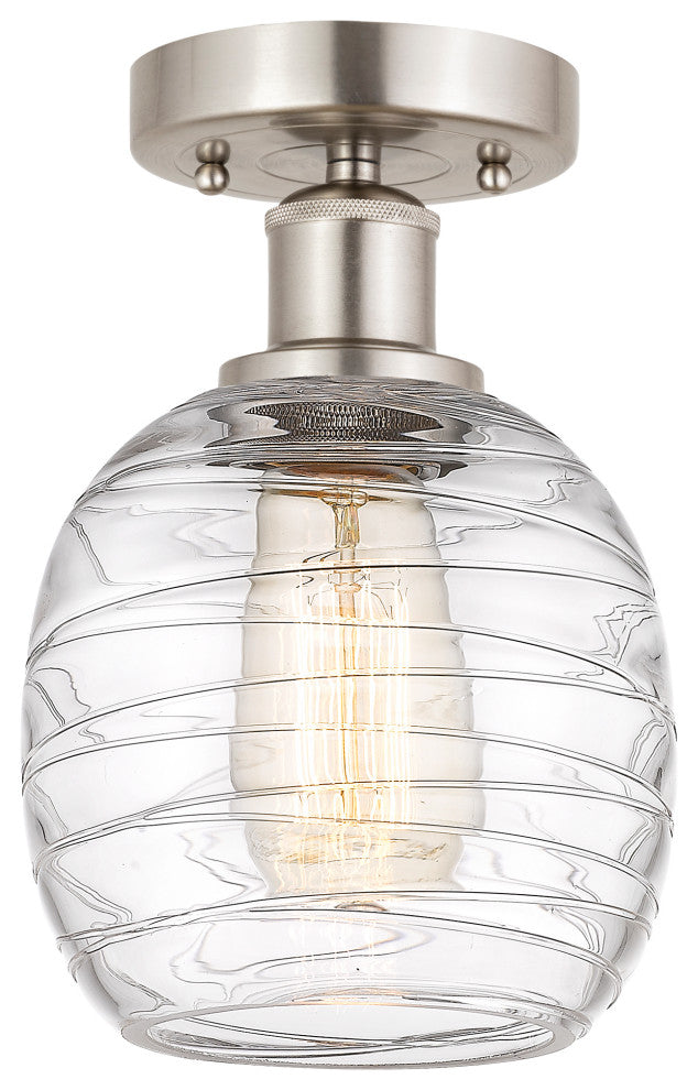 Innovations 616-1F-SN-G1013 1 Light Semi-Flush Mount, Brushed Satin Nickel