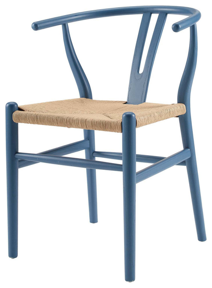 Side Dining Chair, Wood, Blue, Modern, Cafe Bistro Restaurant Hospitality