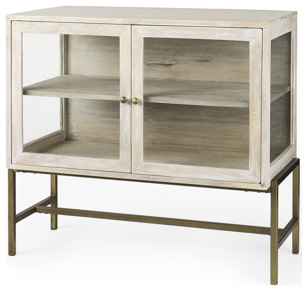 Rustic White Two Door Shadowbox Cabinet