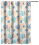 Benzara BM293438 Shower Curtain, White Blue Polyester, Seashells/Ferns Print