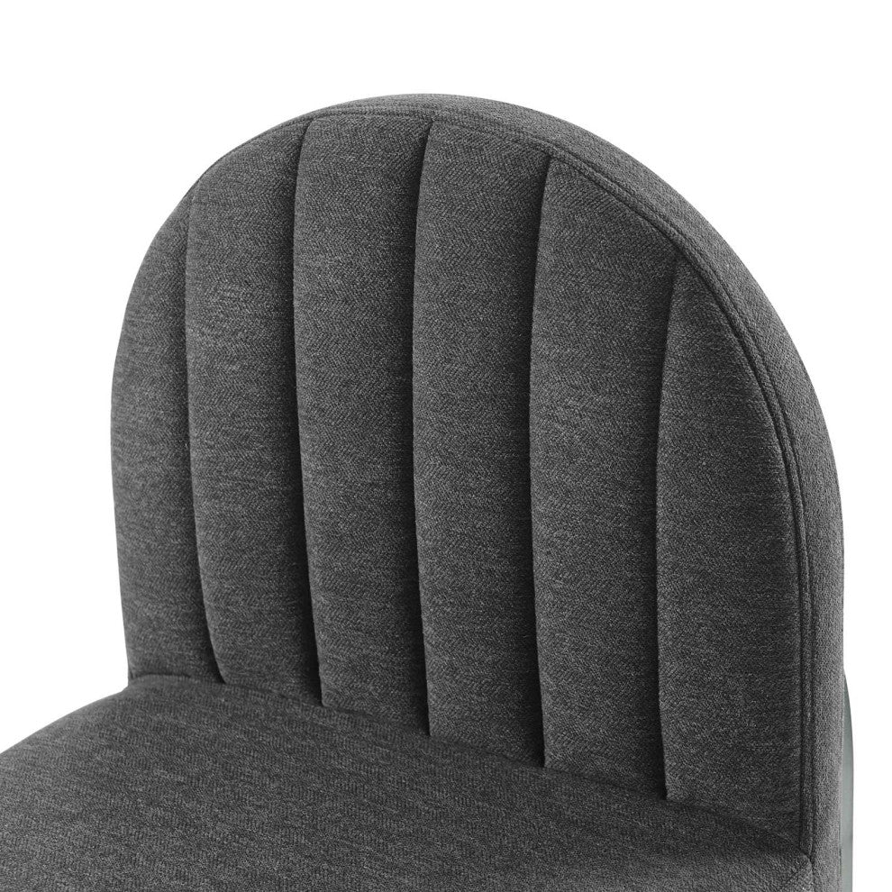 Side Dining Chair, Set of 2, Fabric, Black Gray, Modern, Bistro Restaurant
