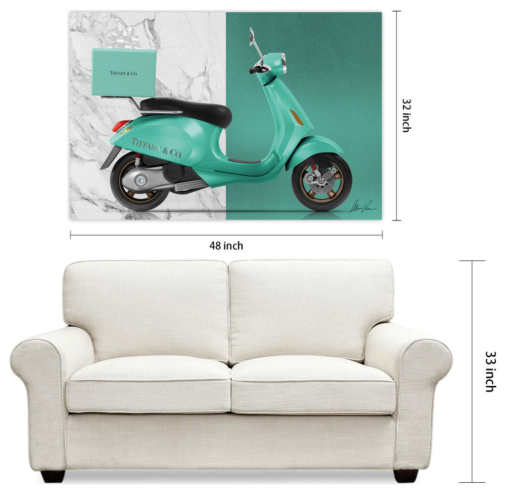 "Tiffany Delivery" Frameless Free Floating Tempered Glass Panel Graphic Wall Art