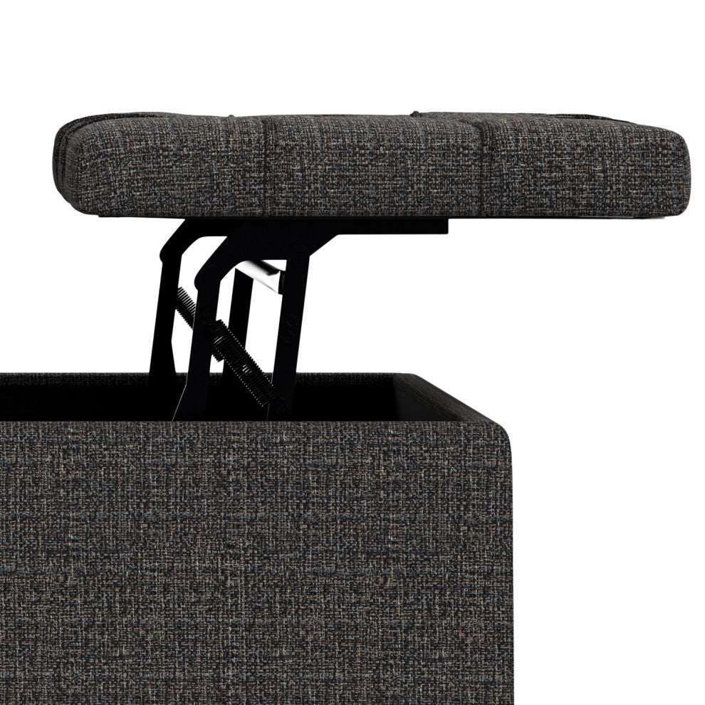 Harrison Large Square Coffee Table Storage Ottoman, Ebony