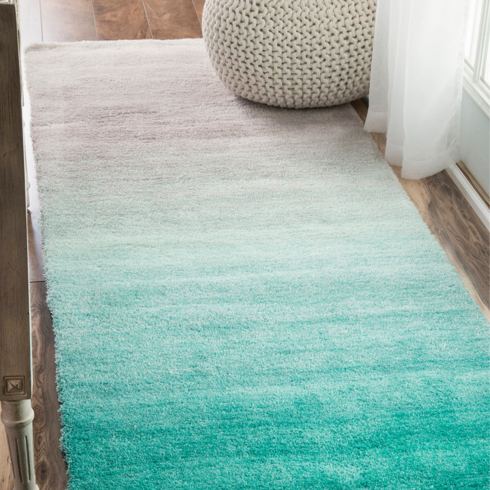 Nuloom Hand-Tufted Ombre Shag Os02 Rug, Turquoise 2'6"x8'runner