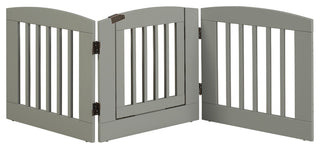 Ruffluv 3 Panel Expansion Pet Gate with Door, Medium 24", Gray